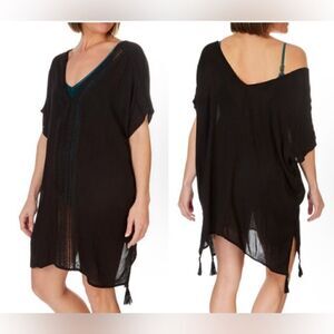 NWT Raviya Women’s Gauze Crochet Kaftan Swim Coverup short sleeve tunic size S